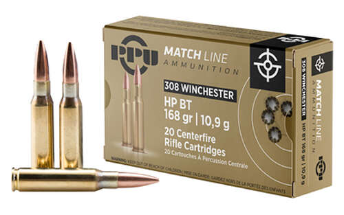 Ammunition Prvi Partizan Match 308Win PPU .308 WIN MATCH 168GR HPBT 20/200 • Model: Match